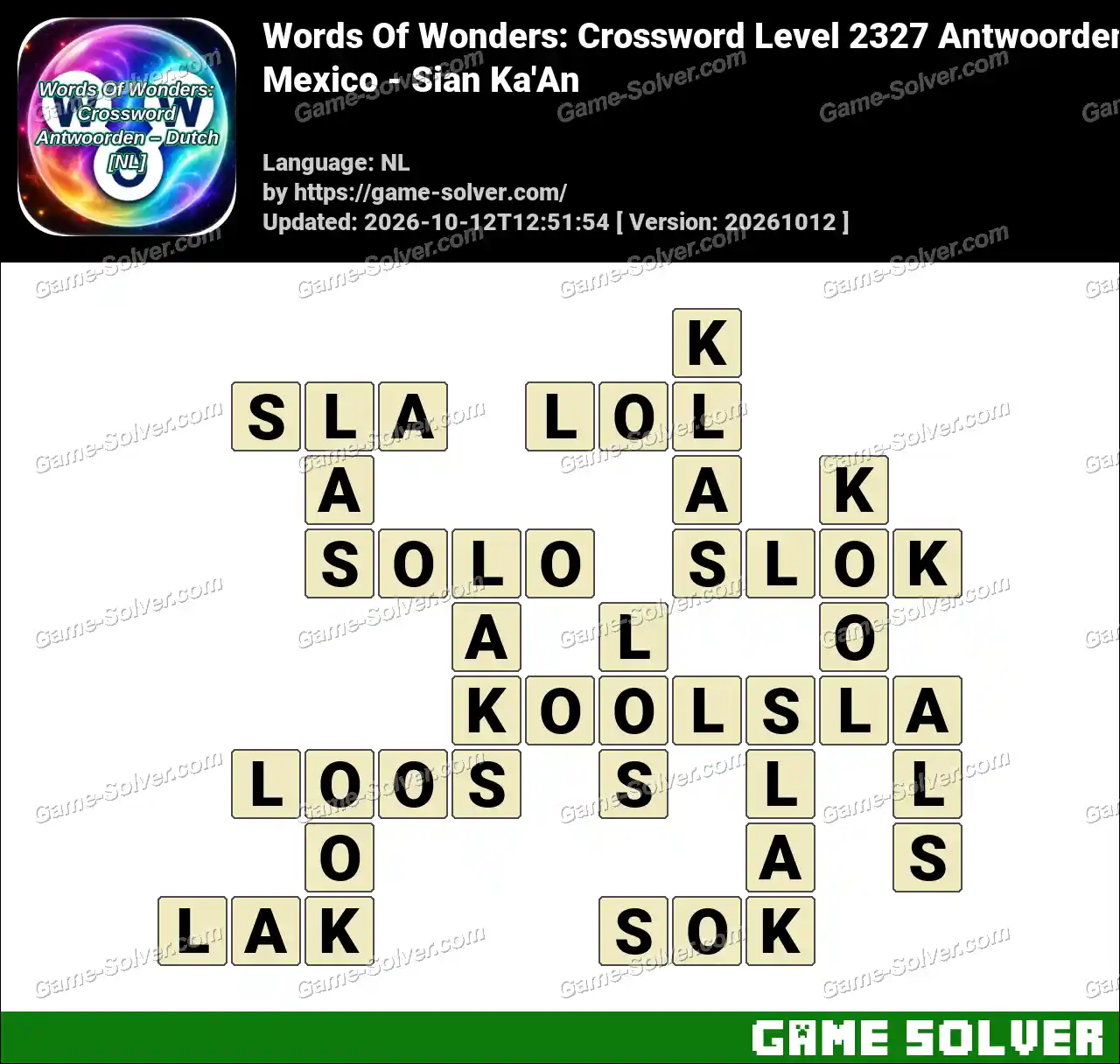Words Of Wonders: Crossword Level 2327 Antwoorden – Mexico – Sian Ka’An